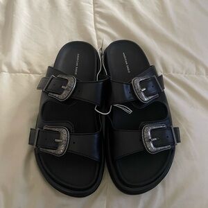 American Eagle Western Buckle Vegan Leather Sandal